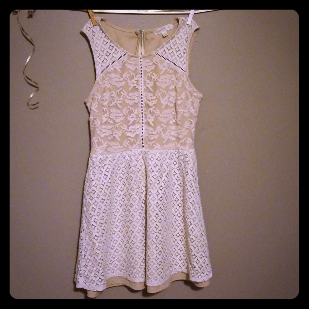 White & Tan Lace dress